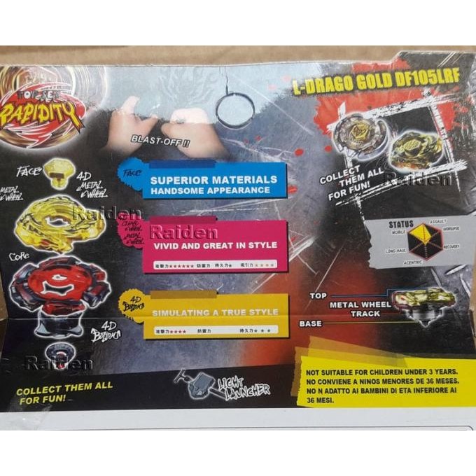 BEYBLADE GOLD L-DRAGO DESTROY (KW) LDRAGO MAINAN GASING RAKIT JEPANG