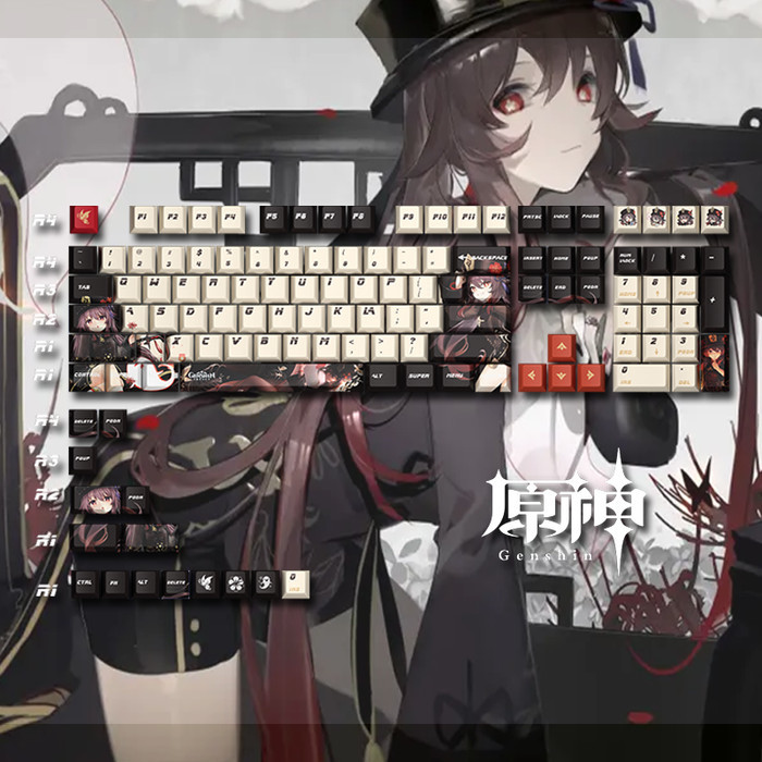 TERMURAH - Genshin Impact PBT Keycaps HUTAO/NOELLE/RAIDEN SHOGUN/SHENHE/XIAO
