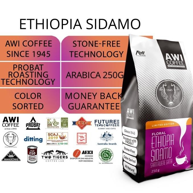 

AWI COFFEE EUTHOPIA SIDAMO 250GR | ARABICA | BEANS