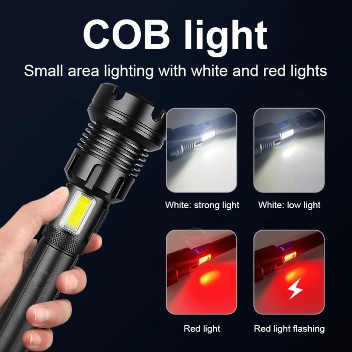 Senter Swat Led Super Terang Xhp-90 Zoom High Power Usb Rechargeable