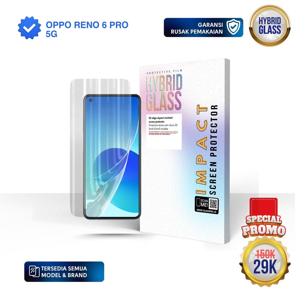 Hybrid Glass For OPPO RENO 6 PRO 5G - Full Cover Hydrogel Anti Gores Premium Screen Protector Glossy