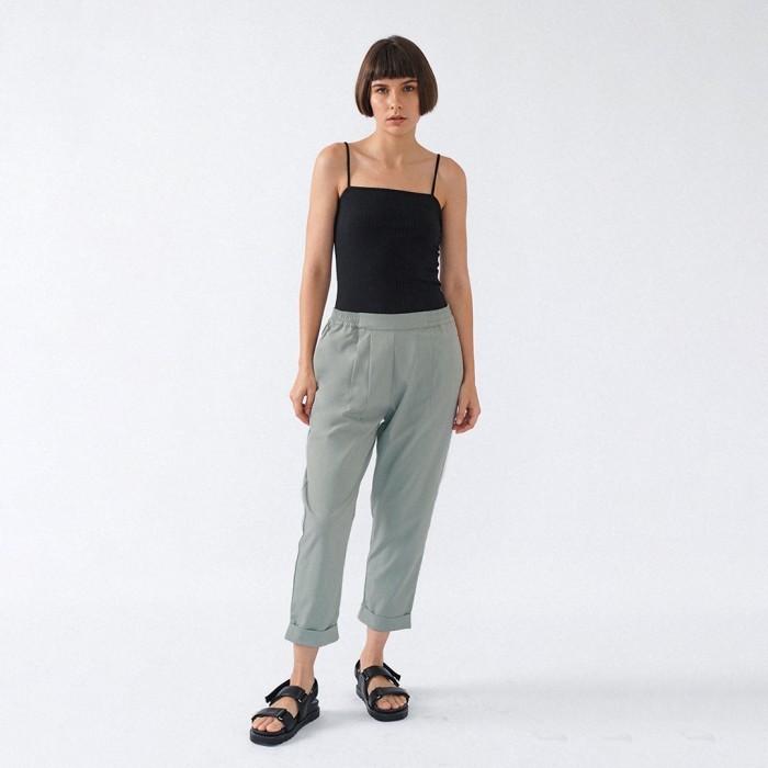 Mississippi Celana Bahan Wanita Roll Up Lin000158M Palegreen