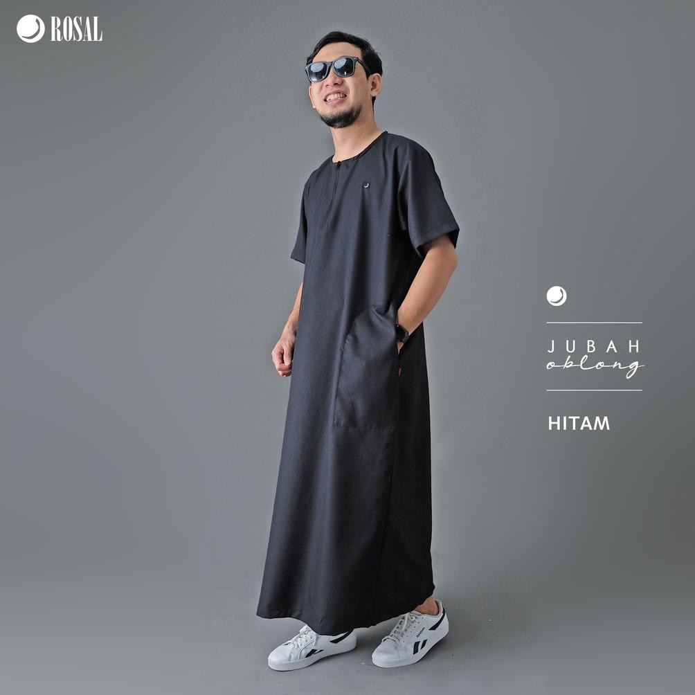 Gamis pria dewasa terbaru lengan pendek polos premium hitam putih/Jubah pria oblong al haramain katu