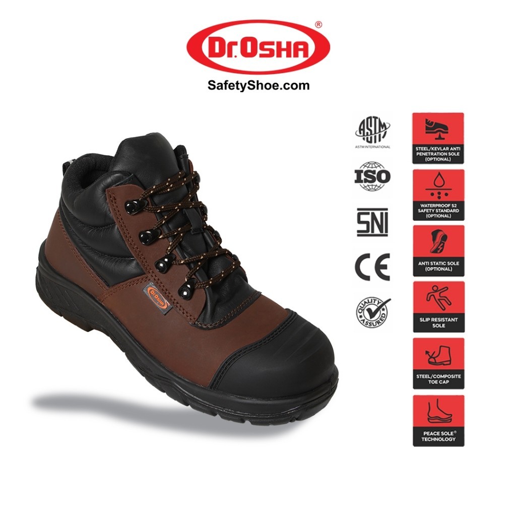 Dr OSHA Elite 3236 S2 Composite Waterproof Safety Shoes Ankle Boot - Brown