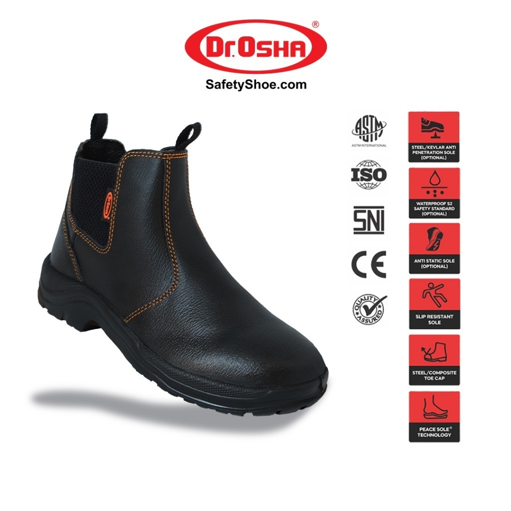 Dr OSHA Principal 2222 S1 Safety Shoes Ankle Boot - Black