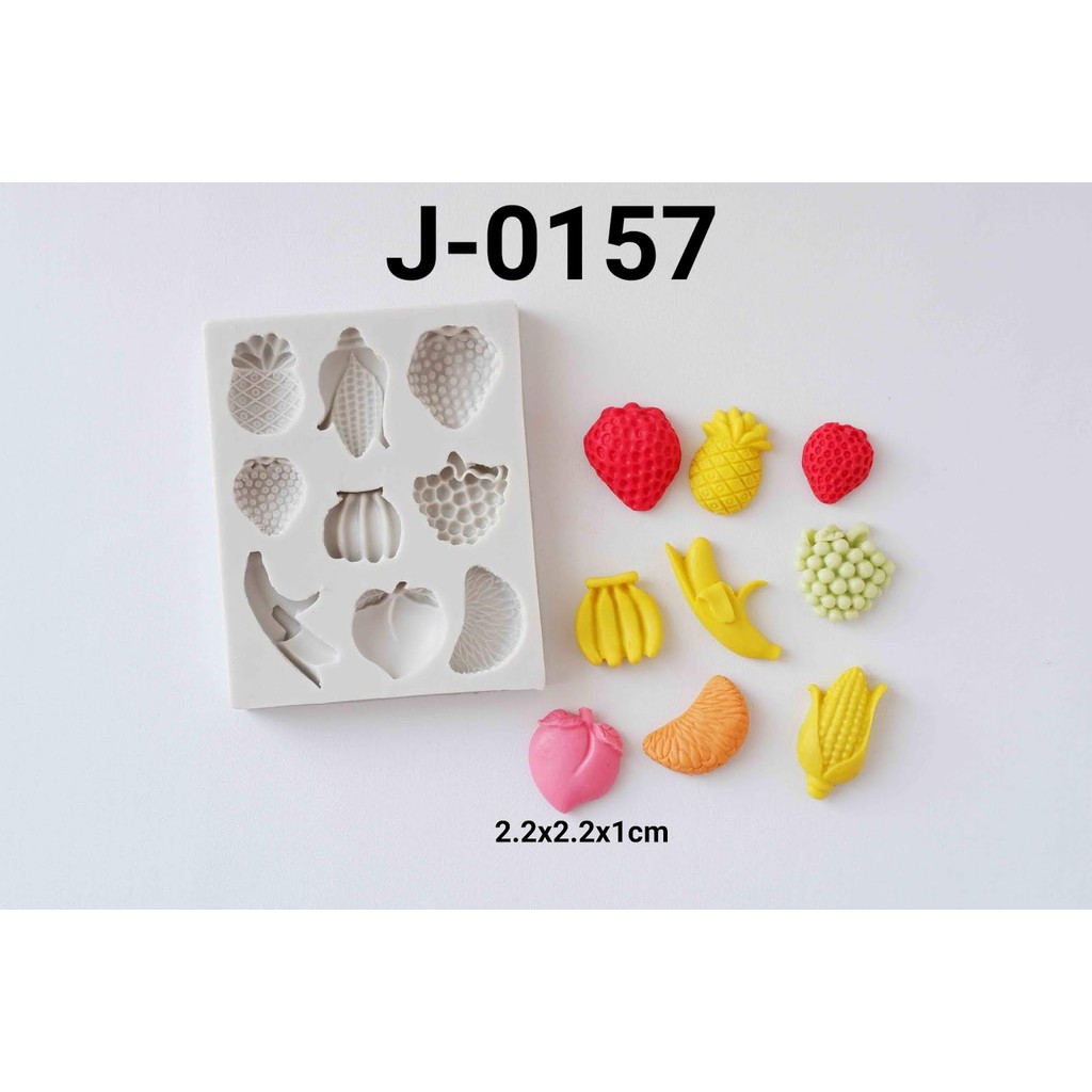 J-0157 Cetakan silikon puding coklat fondant buah pisang strawberry (Cetakan silikon)