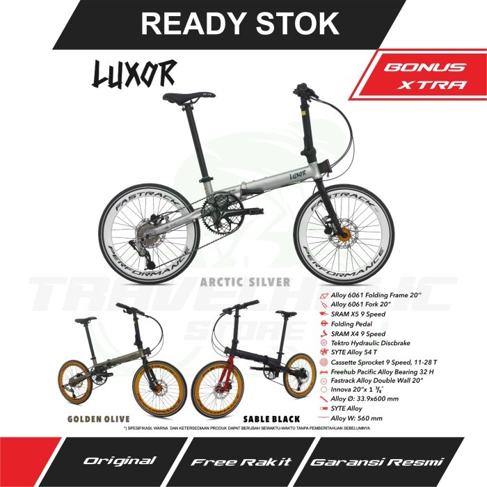 SEPEDA LIPAT PACIFIC 20" ALLOY LUXOR HIDRAULIC 9 SPEED BANYAK BONUS KODE 764