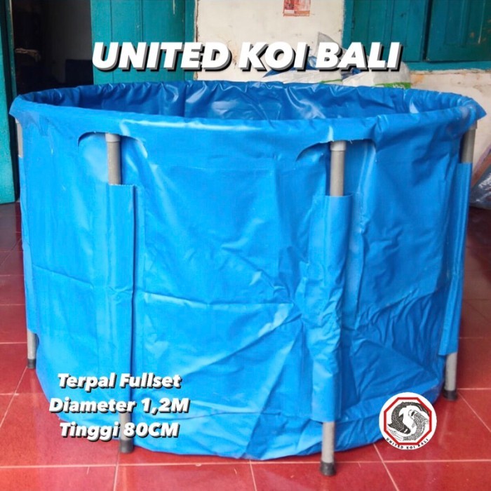 Kolam Terpal Vet Bulat Orchid Fullset Vet Terpal Ikan Koi Diameter 1,2