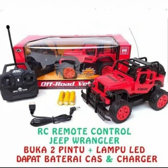 Product Laris Mainan Mobil Remote Control Jeep 1:18 Jeep Wrangler Baterai Recharge