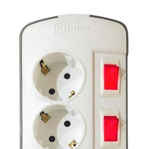 Stop Kontak Broco 3 Lubang Miring 15636 dengan CP, Saklar, dan Kabel