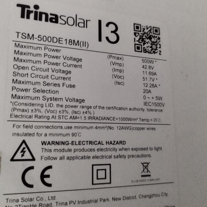 Panel Surya Trina Solar 500Wp 575Wp 665Wp Monocrystaline Perc Half Cell MBB High Power