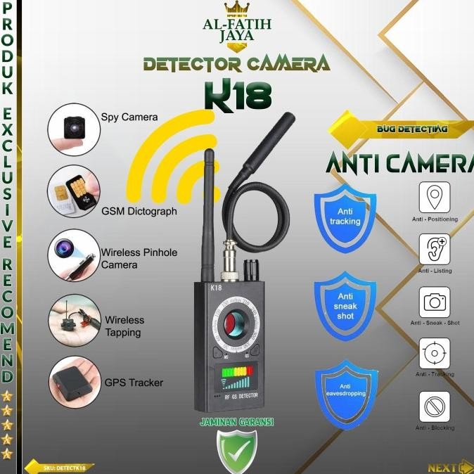 RF Signal Anti Spy Detector K18 camera GSM Audio Bug Fider Alat Pelacak Pencari Pendeteksi Spycam Ca