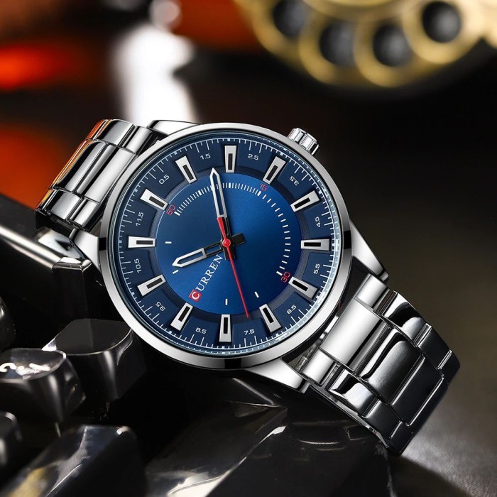 Curren 8406 Jam Tangan Pria Analog Stainless Anti Air Original Curren