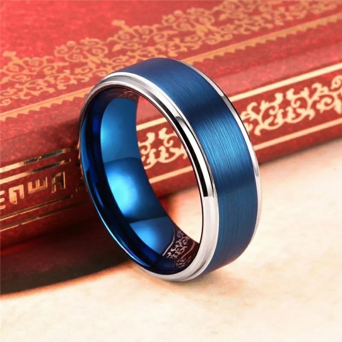 Cool Blue Titanium Ring Men Women/ Cincin Pria Wanita Biru Keren - 6