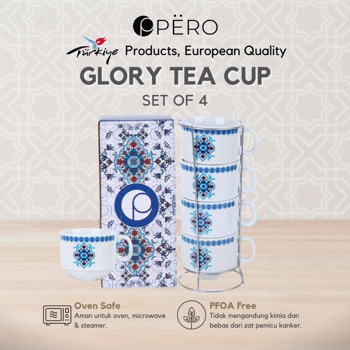 [Exclusive Jordi Onsu] Pero Hampers Ramadhan Set Of 4 Tea Cup With Stand Iron