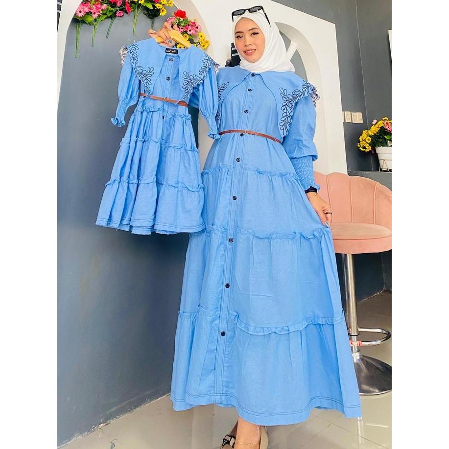Terlaris Midi Dress Katun Rami Mix Bordir Bisa Couple Ibu Dan Anak Rekomendasi Baju Lebaran 2025 Gam