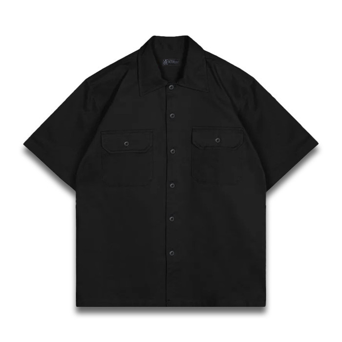 Kemeja Pdh Workshirt Hitam Pria Reevant Big Size Jumbo M-5Xl