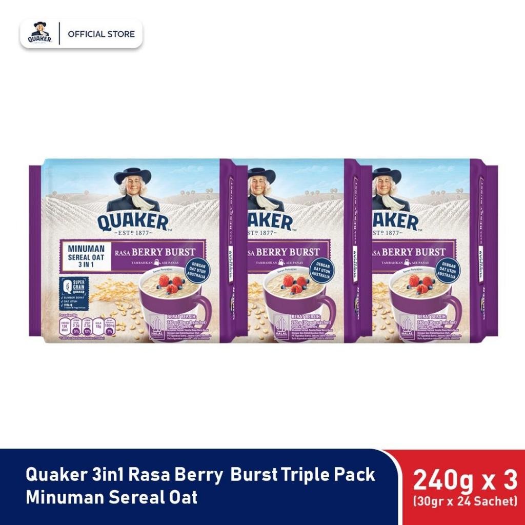 

Quaker 3in1 Berry Burst Polybag 240g Minuman Sereal Oats (Isi 8 sachet) x3