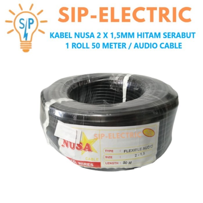 Kabel Nusa Nyyhy 2X1.5 Mm Hitam 1 Roll 50 Mtr / Nusa Nyyhy 2X1,5Mm