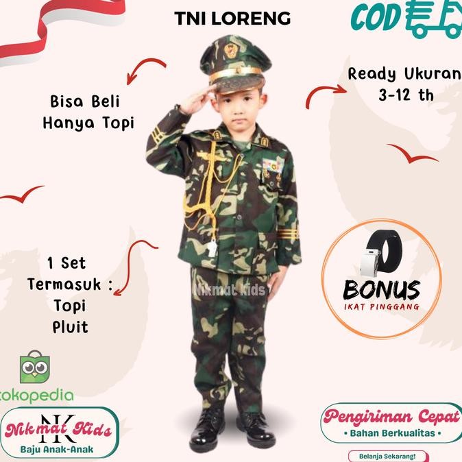 Baju profesi tentara loreng tni anak baju kostum laki laki tk sd