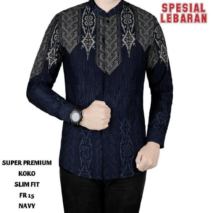 New Sale Baju Koko Muslim Pria Kemeja Koko Pria Slim Fit Lengan Panjang Fortun Remo Premium Muslim K