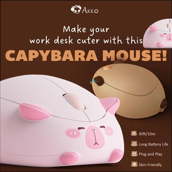 CO Akko Capybara Mouse Pink - Wireless Mouse