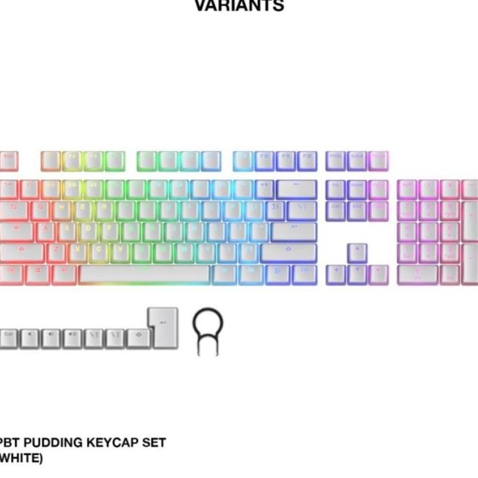 CO Tecware PBT Pudding Keycap Set For Mechanical Keyboard Gaming White Putih