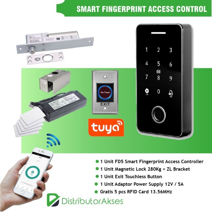 Access Door Smart Tuya Fd5 Fingerprint Akses Kontrol Pintu Rfid