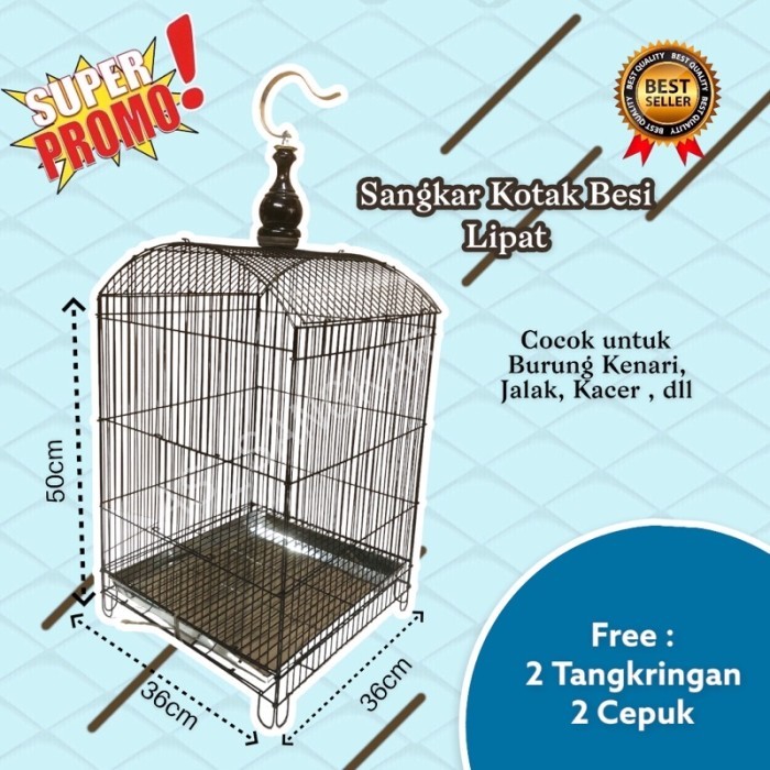SANGKAR KANDANG KOTAK BESI LIPAT FULLSET KODE 195