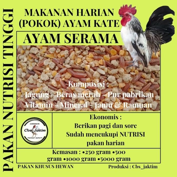 

READY MAKANAN HARIAN AYAM SERAMA DAN AYAM KATE KEMASAN PAIL 5 KG