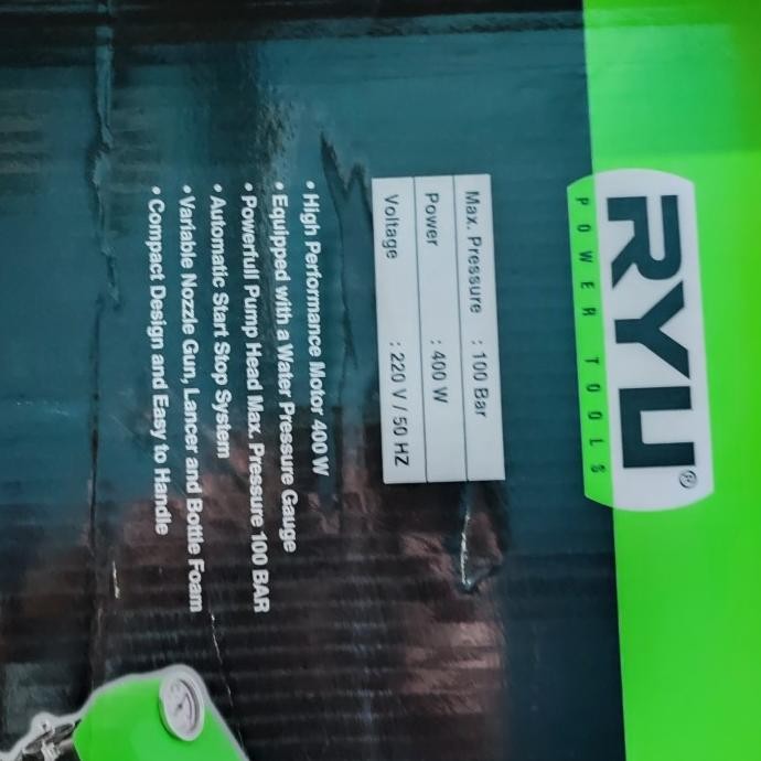 BEBAS ONGKIR - ryu RPW100 high pressure washer jet cleaner RPW 100