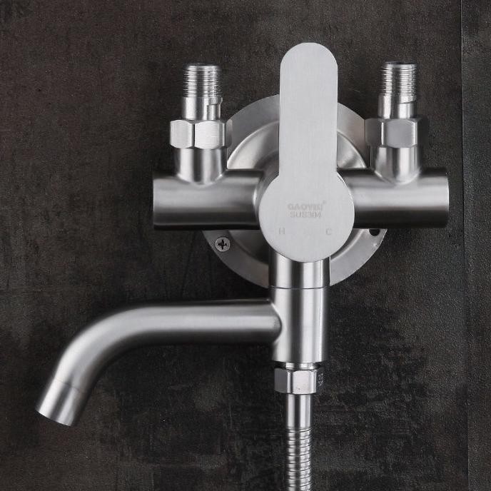ASLI KRAN MIXER INSTALASI LUAR PANAS DINGIN STAINLESS 304 TEBAL - KERAN AIR TANPA BOBOK BATHTUB SHOW