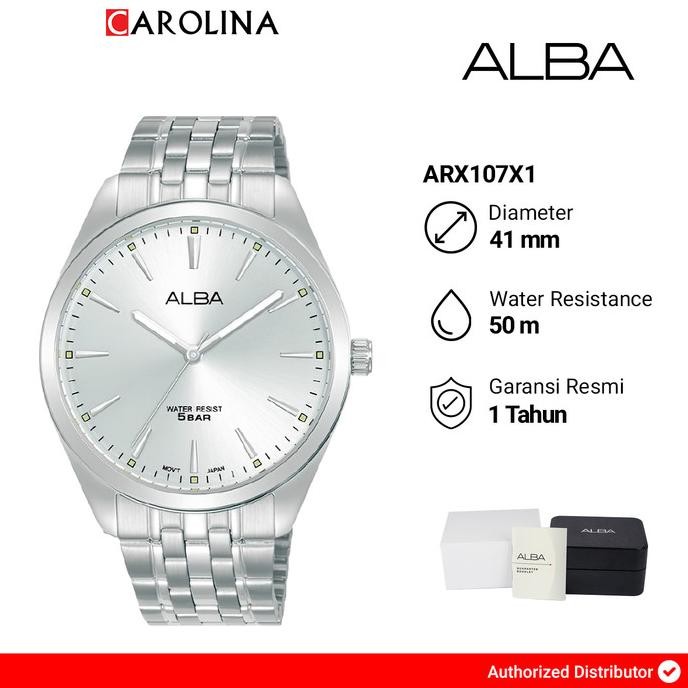 promo jam tangan pria alba  arx107x1 silver dial stainless steel strap