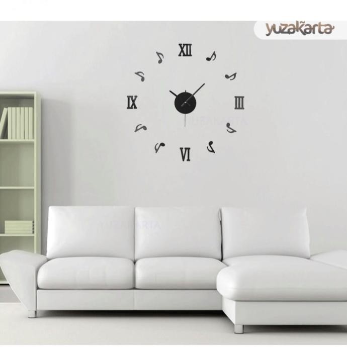 TERMURAH - JAM DINDING DIY CLOCK JAM TEMPEL QUAVER NOTE MUSIK MUSIC NOT BALOK