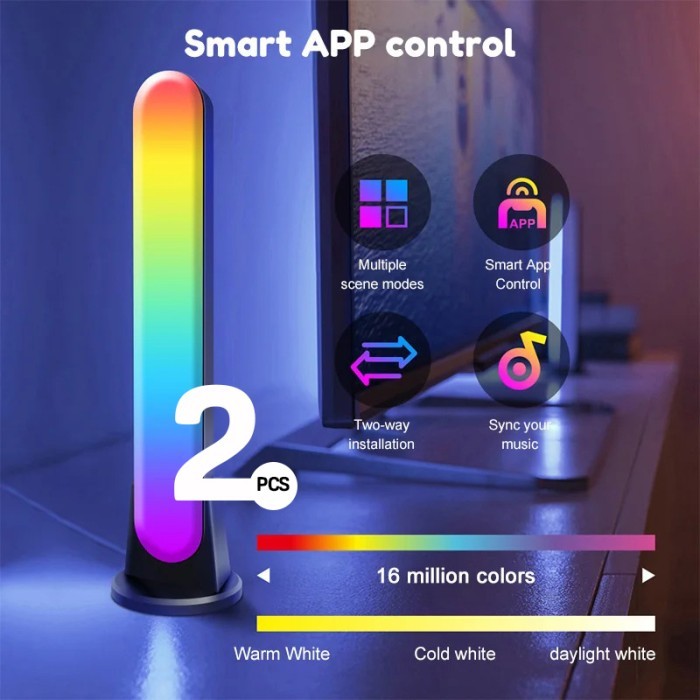 Lampu LED RGB Bar Deskop Gaming Dekorasi Kamar Tidur Light Sync Music
