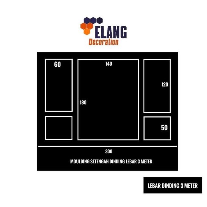 Paket Dekorasi Moulding Single Setengah Dinding Lebar 3 Meter (Langsung Pasang) Original dan Terperc