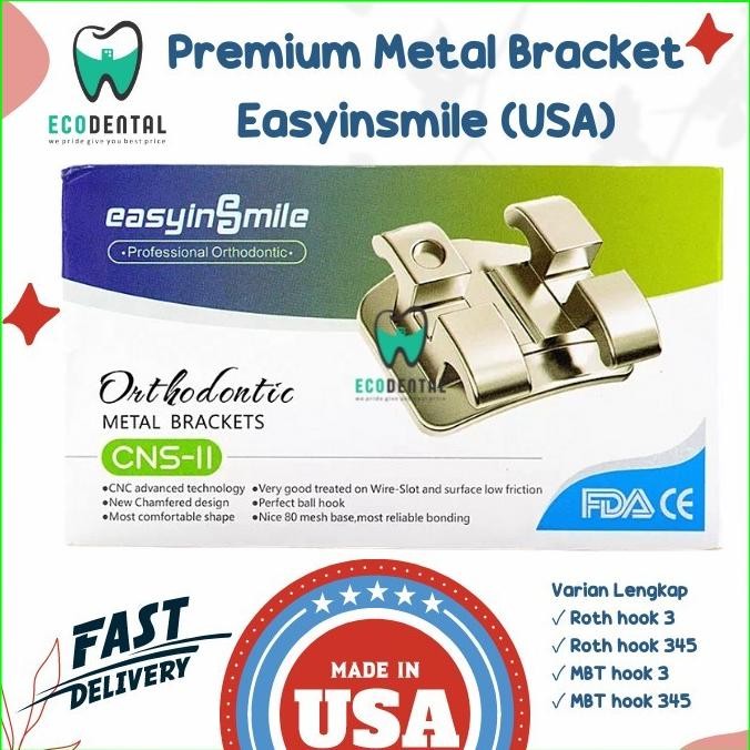 Behel Metal Bracket Orthodontic Premium Made in USA CNC Mini Roth MBT Siap Kirim