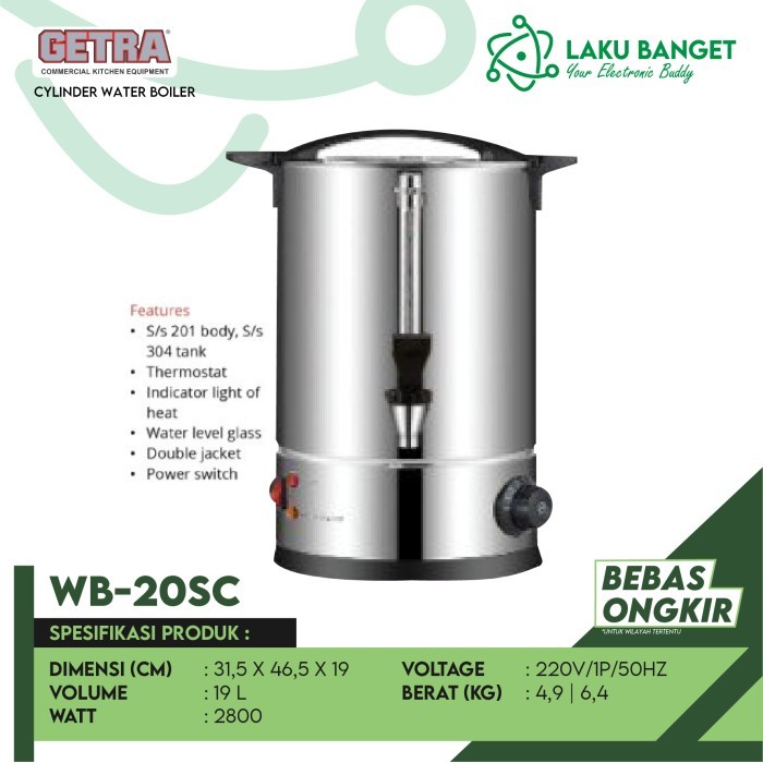 New Water Boiler Getra WB 20SC / Pemanas Air 20 Liter Getra WB20SC