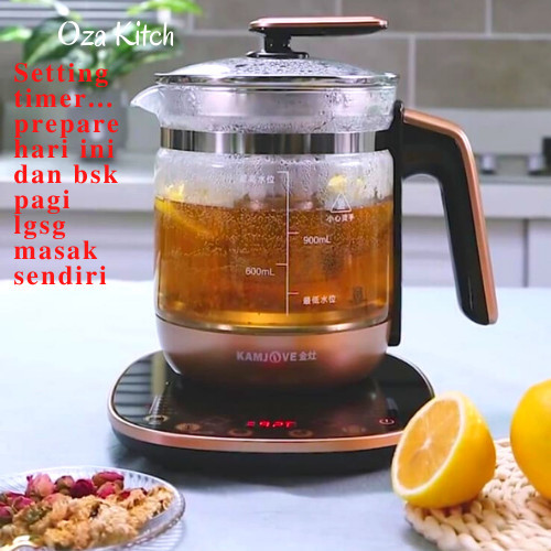 Teko listrik pemanas air kettle kaca electric kamjove HT-590 teh kopi