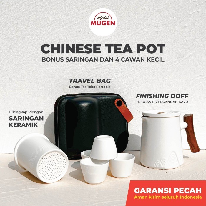 Chinese Tea Infuser Pot Set Teko Teh Keramik dengan Saringan 350ml