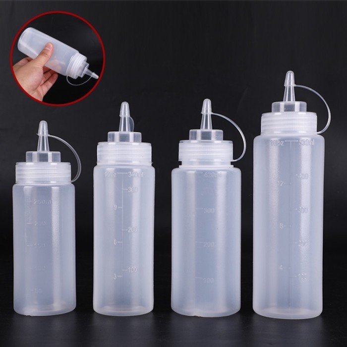 Botol Saus Plastik Kecap Dengan Angka Garis Putih Refillable Bottle