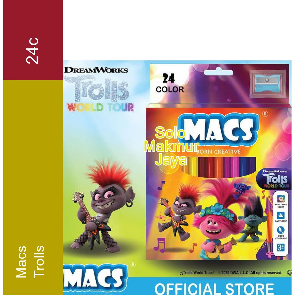 

MACS Pensil Gambar Trolls 24 Warna Macs Pensil Warna Macs Trolls isi 24 Termurah