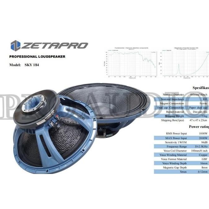 Speaker Zetapro 18 Inch Zetapro Sky 184 Sky-184 Sky184 Biru Original New Stok