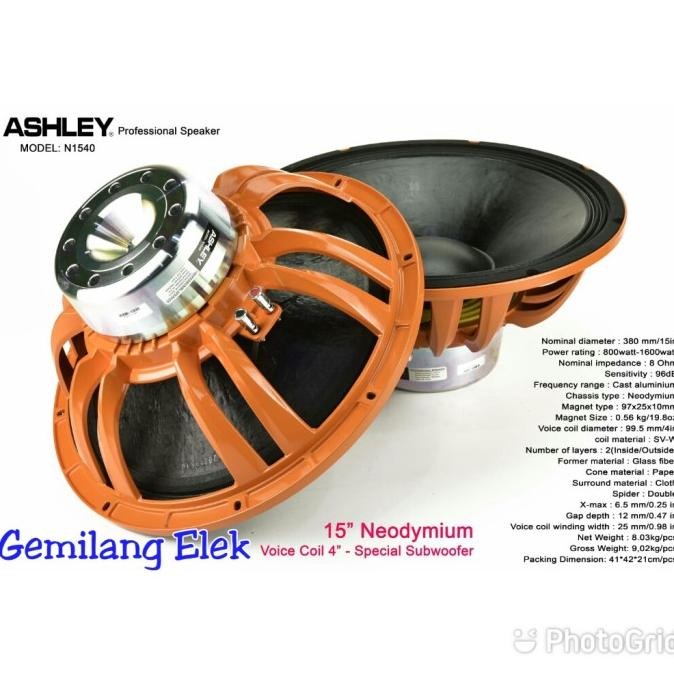 Speaker Ashley 15 Inch N 1540 Neodymium Subwoofer Original New Stok