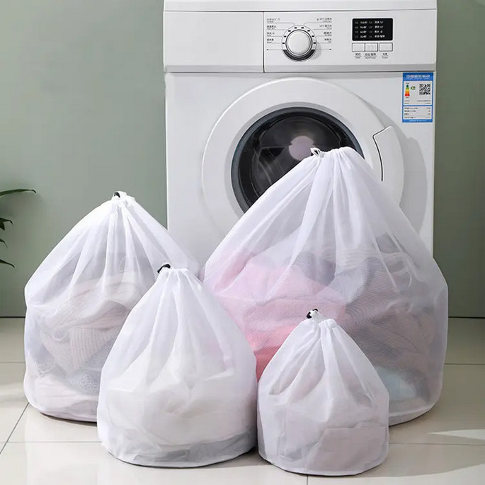 Tas Laundry Serut Jaring Drawstring Bag Coarse Mesh
