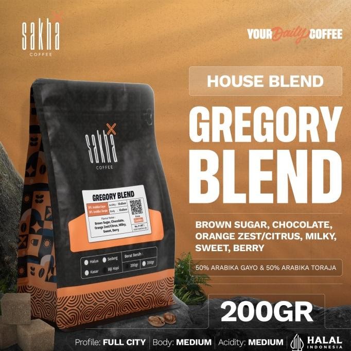 

Kopi Gregory Espresso House Blend Arabika Coffee Bean Arabica 200 Gram