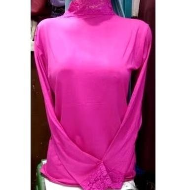 MANSET BAJU DALAMAN WANITA BAHAN KAOS KOMBINASI RENDA BROKAT KWALITAS MANSET MUSLIMAH LEBARAN 2025 B