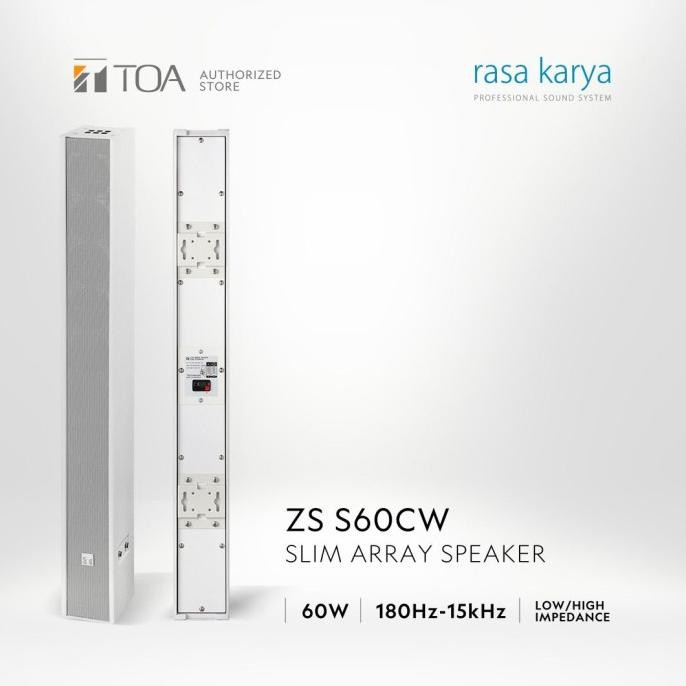 Toa Slim Array Speaker Zs-S60Cb Zss60Cb Zss60Cw S60Cw S 60 Cb Cw 60 W New Stok