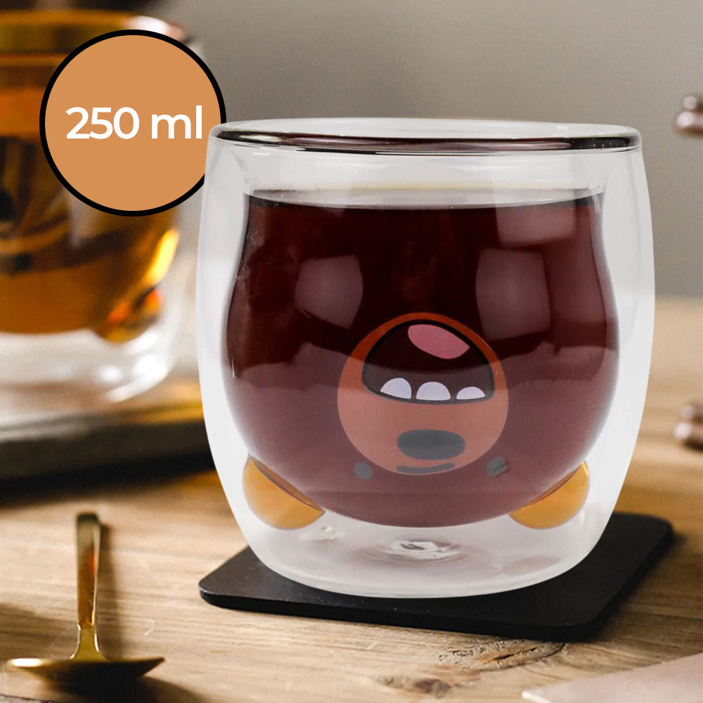 Gelas Kaca Aesthetic Tahan Panas Double Wall Bear Glass 250ml