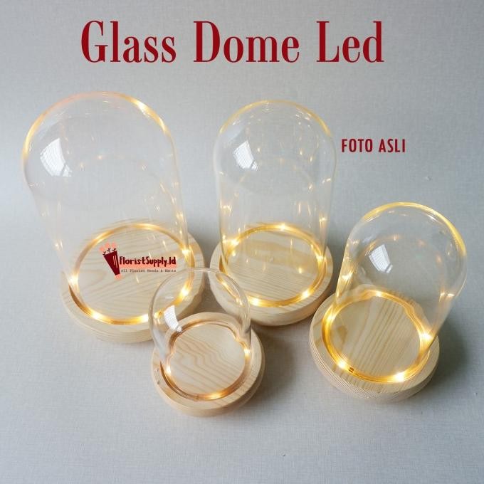 DISKON [Termasuk Lampu] Glass Dome Led / Flower Dome Light / Lampu Kubah Kaca